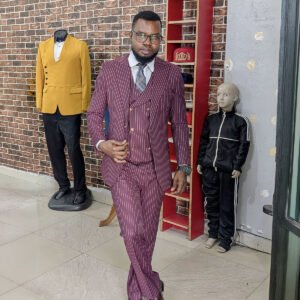 Burgundy Pinstripe Double-Breasted Suit